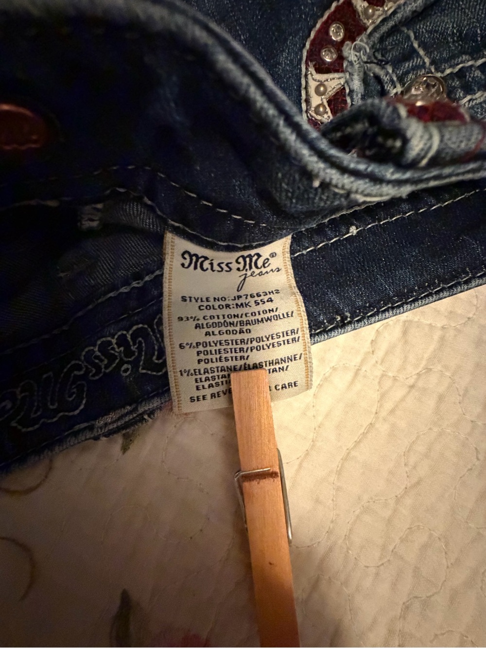 “MISS ME””Signature Dark Wash Denim Jean Shorts with Embellished Pockets - Blue - Picture 10 of 13